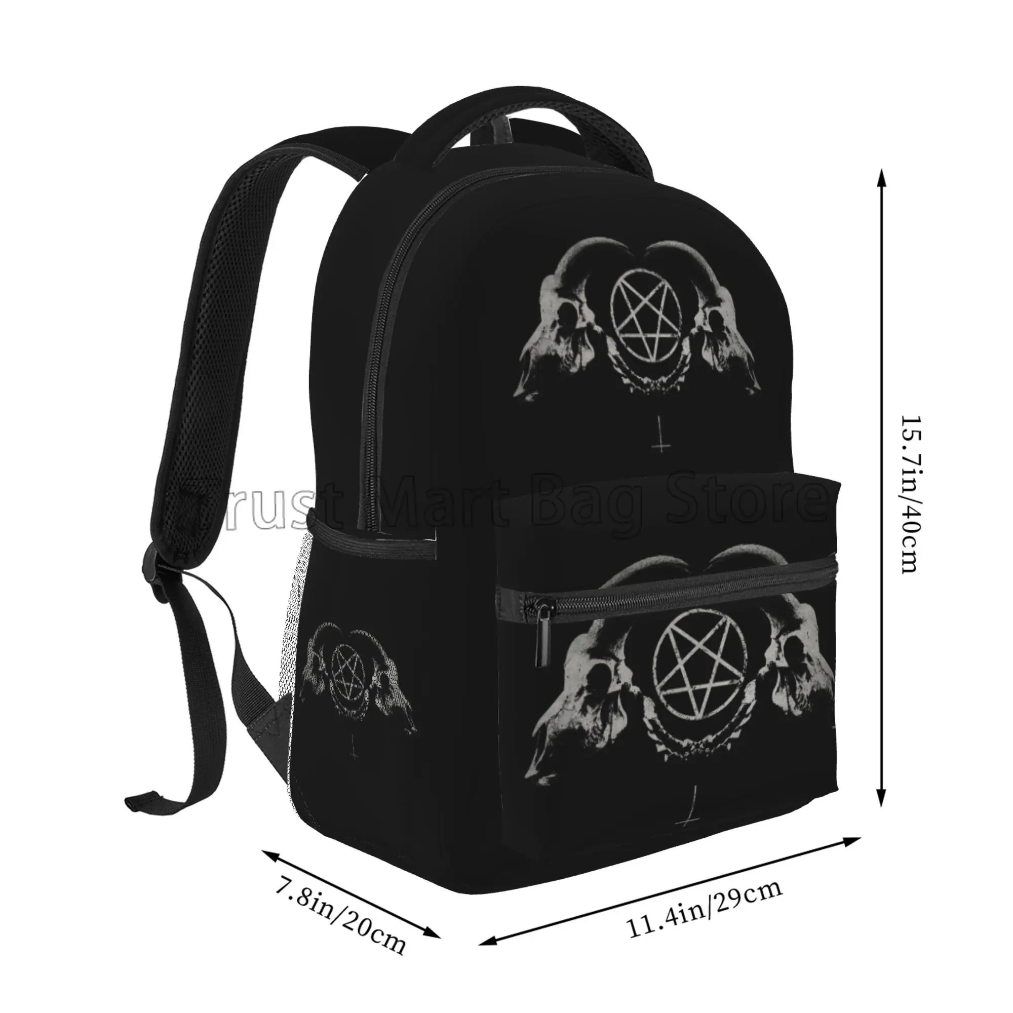 Pentagram Satantic Occult Church of Satan Goat Goth Laptop Backpacks Student School Book Bag Travel Hiking Camping Daypack