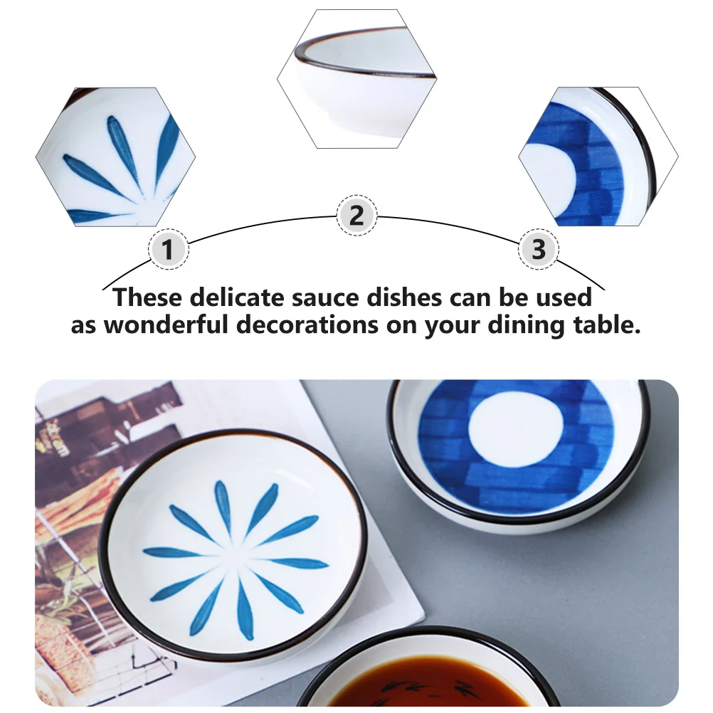 

4Pcs Creative Seasoning Dishes Ceramic Sauce Plates Assorted Color Exquisite Unique Texture Multipurpose Dining Table Decor
