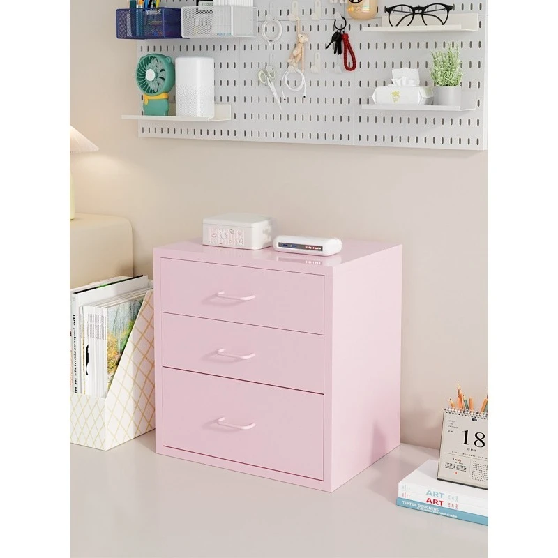 Compact Iron Desk Organizer with Multi-Layer Shelves & Drawers, Office Metal File Cabinet, Desktop Storage Rack for Home Office