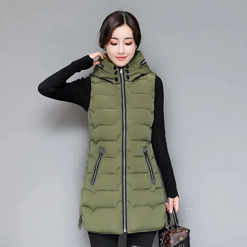 Women Veste Femme Long Parkas Chaqueta Para Mujer Casaco Feminino Clothes Jackets Coat Woman Vest Autumn Winter Hooded Vest