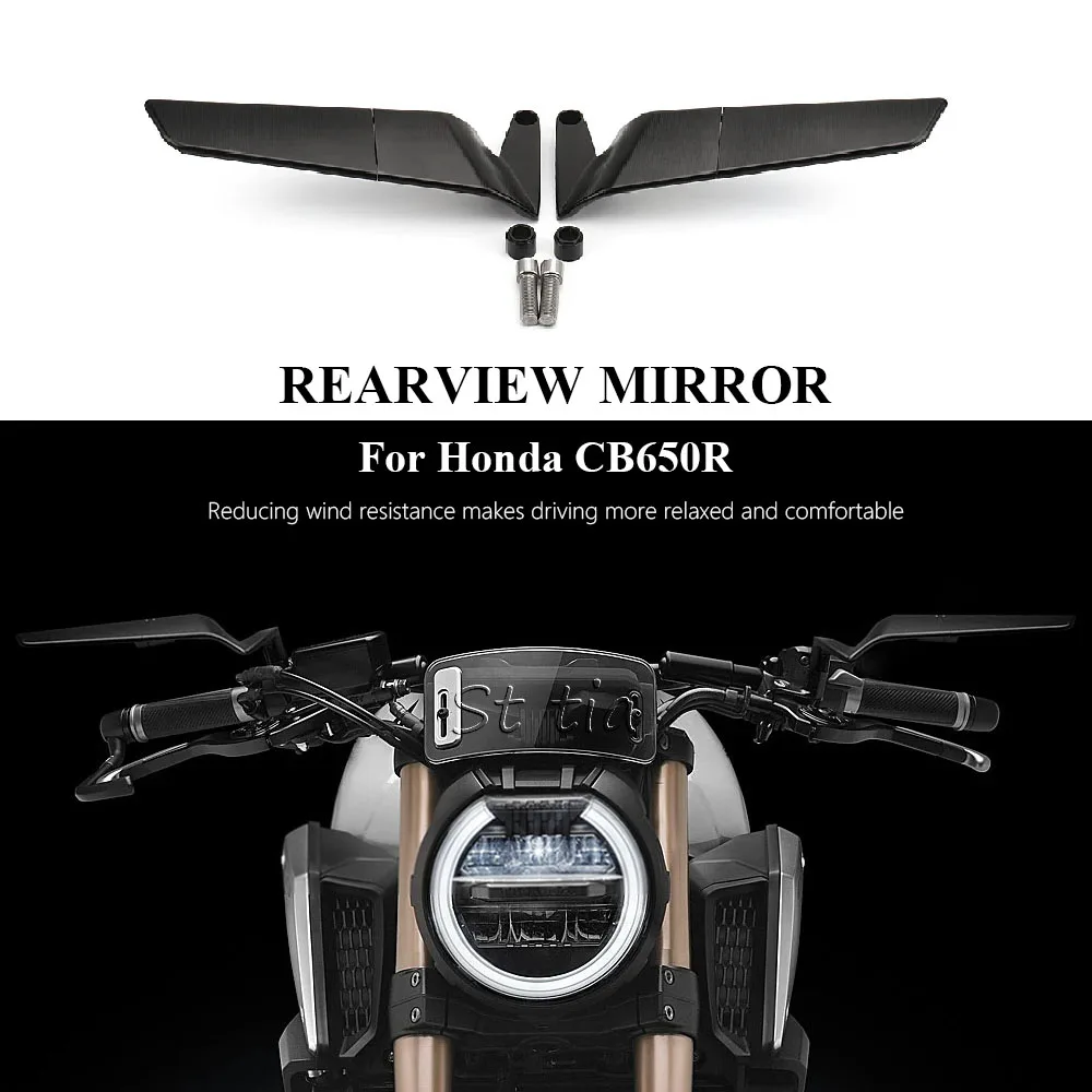 

For Honda CB650R CB 650R 2019-2025 New Motorcycle Accessories Mirrors Black Wind Wing Adjustable Rotating Rearview Mirror