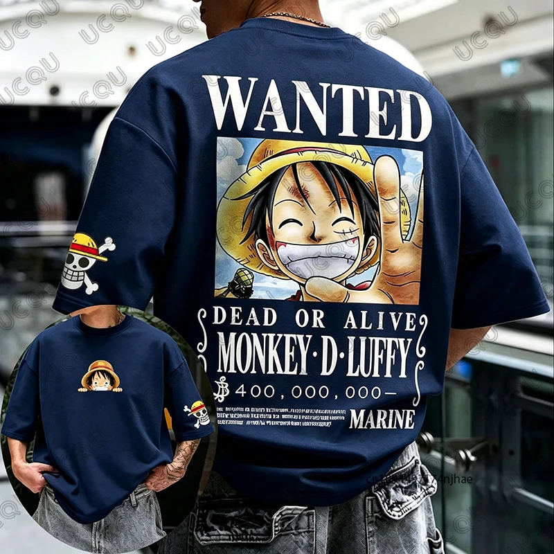 2026 Summer One Piece Anime Monkey D. Luffy Cartoon Print Cotton