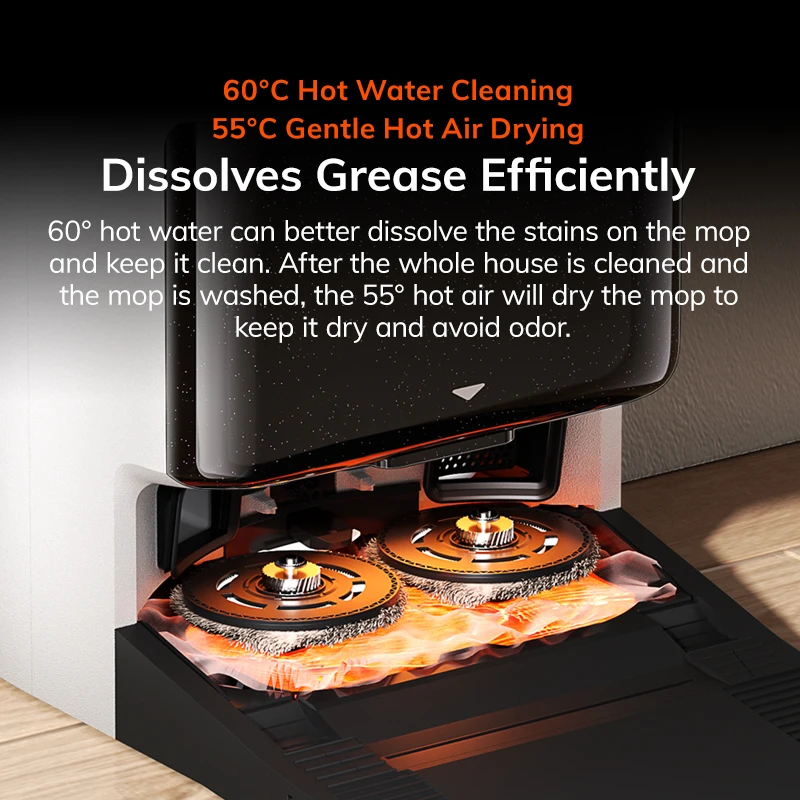 مكنسة روبوت ILIFE T60s مع محطة ذاتية الكفاءة لتجفيف الهواء الساخن، وجمع الشعر، وغسيل تلقائي، وAI وLDS، ورفع الممسحة التلقائية #6