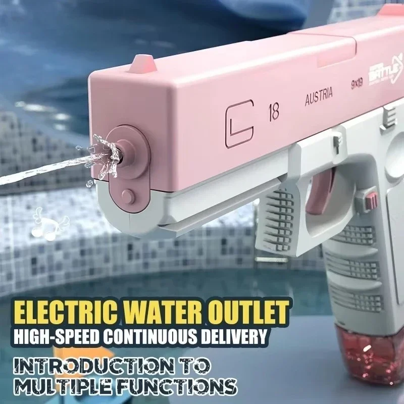 Kinder-Wasserblaster, elektrische Automatikpistole, Rosa und Blau (4–6 Jahre)