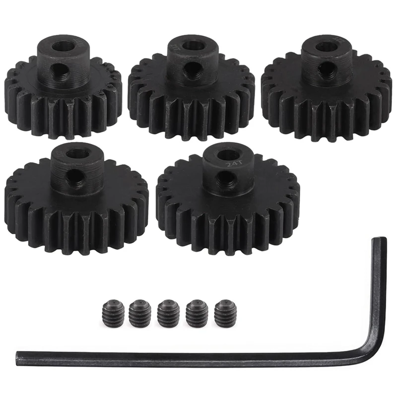 32P Hardened Steel Pinion Gear Set 1/8 Inch 3.175Mm Hole 20T 21T 22T 23T 24T With Hex Key For RC Brushless Brush Motor