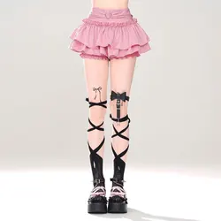 Fashionable Sweet Bow Pink Black Cake Skirt Tutu Skirt Super Short