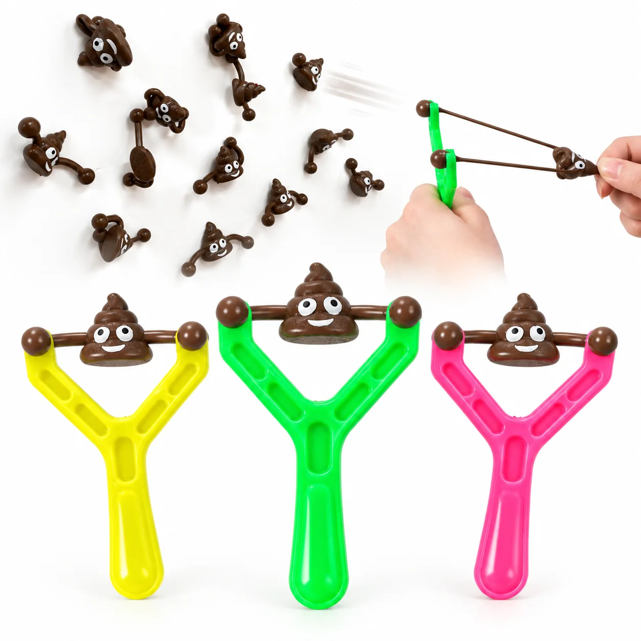 Funny Poop Slingshot Toy Fake Sticky Stool Ejection Toy Stress Relief Vent Gadget Novelty Gag Toy for Adults Party Prank Gift