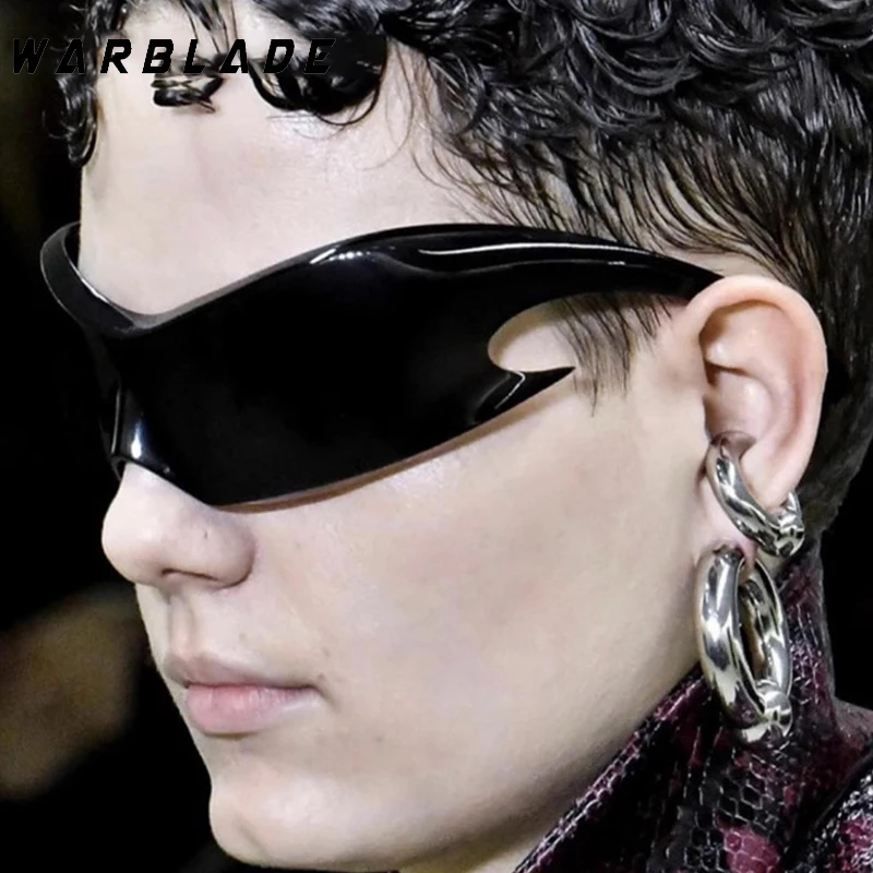 

Retro Luxury One Piece Special-Shaped Sunglasses For Women Men Arc Punk Design Sun Glasses Women Outdoor Windproof Goggles UV400