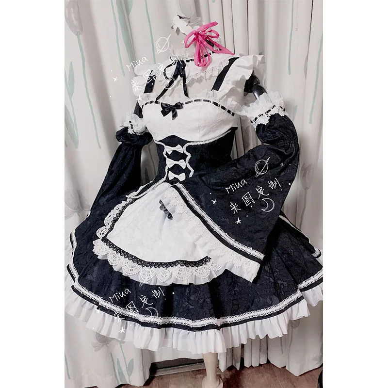 Rem Ram Maid Cosplay  World Anime Maid Re;Zero INFINITY Cosplay Dress White And Black Girl Women Custom Made