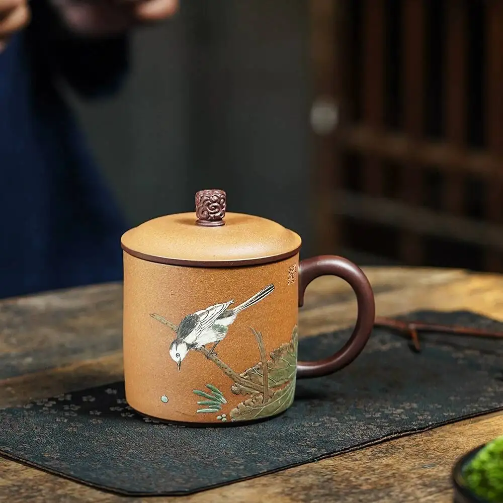 

Yihu Chun High-End Collectible Yixing Purple Clay Master-Made Hand-Painted Tea Cup, Zufanghua 370C