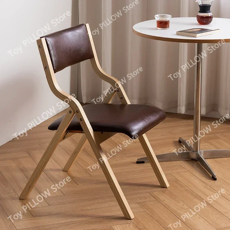 Household dining chair Wooden home study Nordic leisure negotiation  Milk tea bedroom dressing board game folding