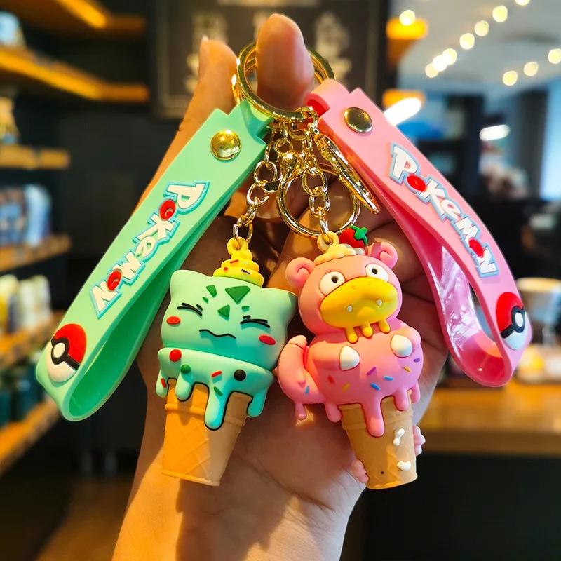 Pokemon Keychain Anime Figures Pikachu Backpack Pendant Cartoon Kawaii Pvc Doll Psyduck Keyring Car Key Ring for Kid Toy Gift