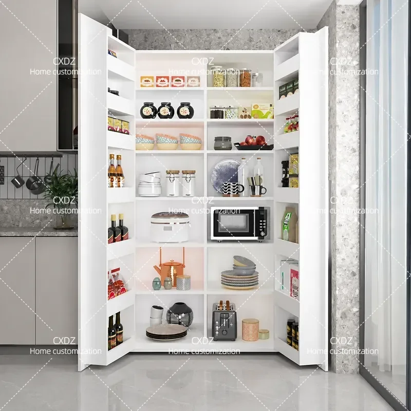 Modern Simple Side Cabinet Wall Mounted High Storage Cupboard with Microwave Oven Space 8G16A