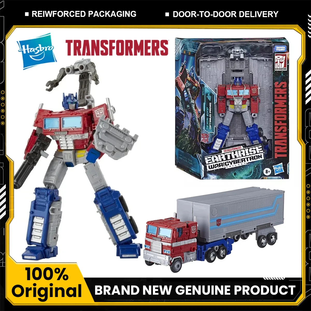 Figura de acción original de Hasbro Transformers War for Cybertron: Earthrise Optimus Prime Leader Class, modelo de robot de juguete