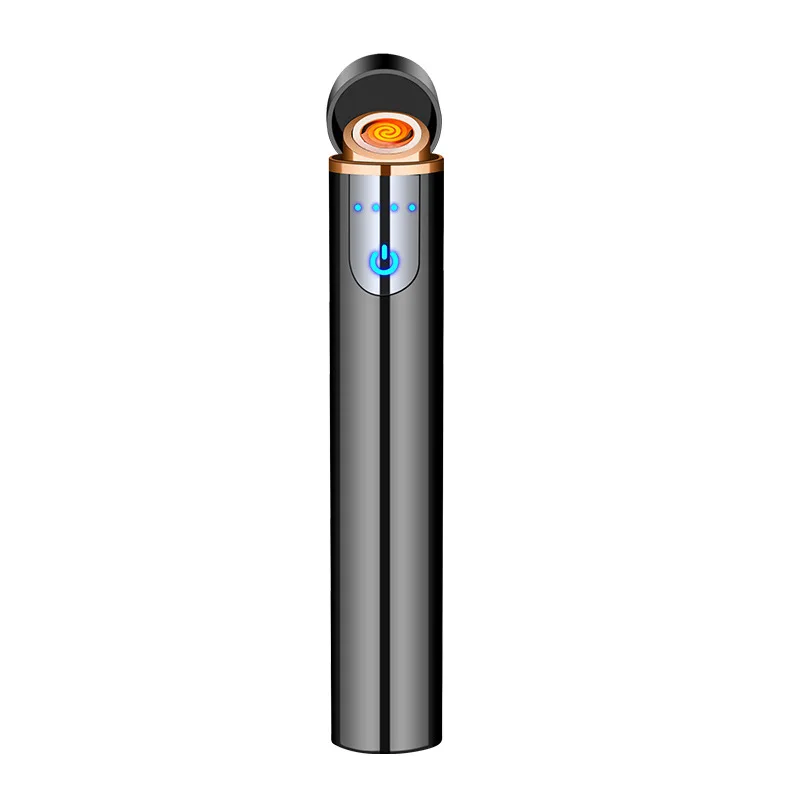 Mini Circular LCD Induction Windproof Tungsten Wire USB Charging Lighter Outdoor Compact Portable Electric Lighters Smoking Gift view 6