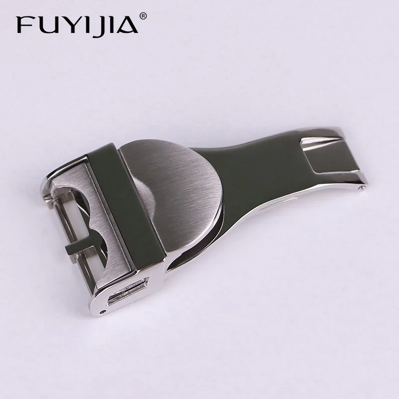 FUYIJIA Luxury T-udor Leather Strap Folding Buckle 18mm Safety Buckle 316 Stainless Steel Polished / Frosted Watch Buckle