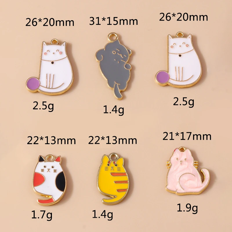 20 Stück Cartoon-Mix-Tier-Charms, Emaille-Hunde- und Katzen-Charms für Schmuckherstellung, Ohrringe, Anhänger, Halsketten, DIY-Bastelzubehör – Detail 9
