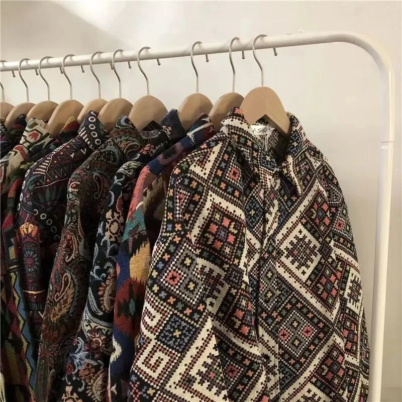 

Cuban Embroidered Long Sleeved Shirt Autumn And Winter Men Travel Shopping High-Quality Ethnic Style Printed Long Sleeved Jacket