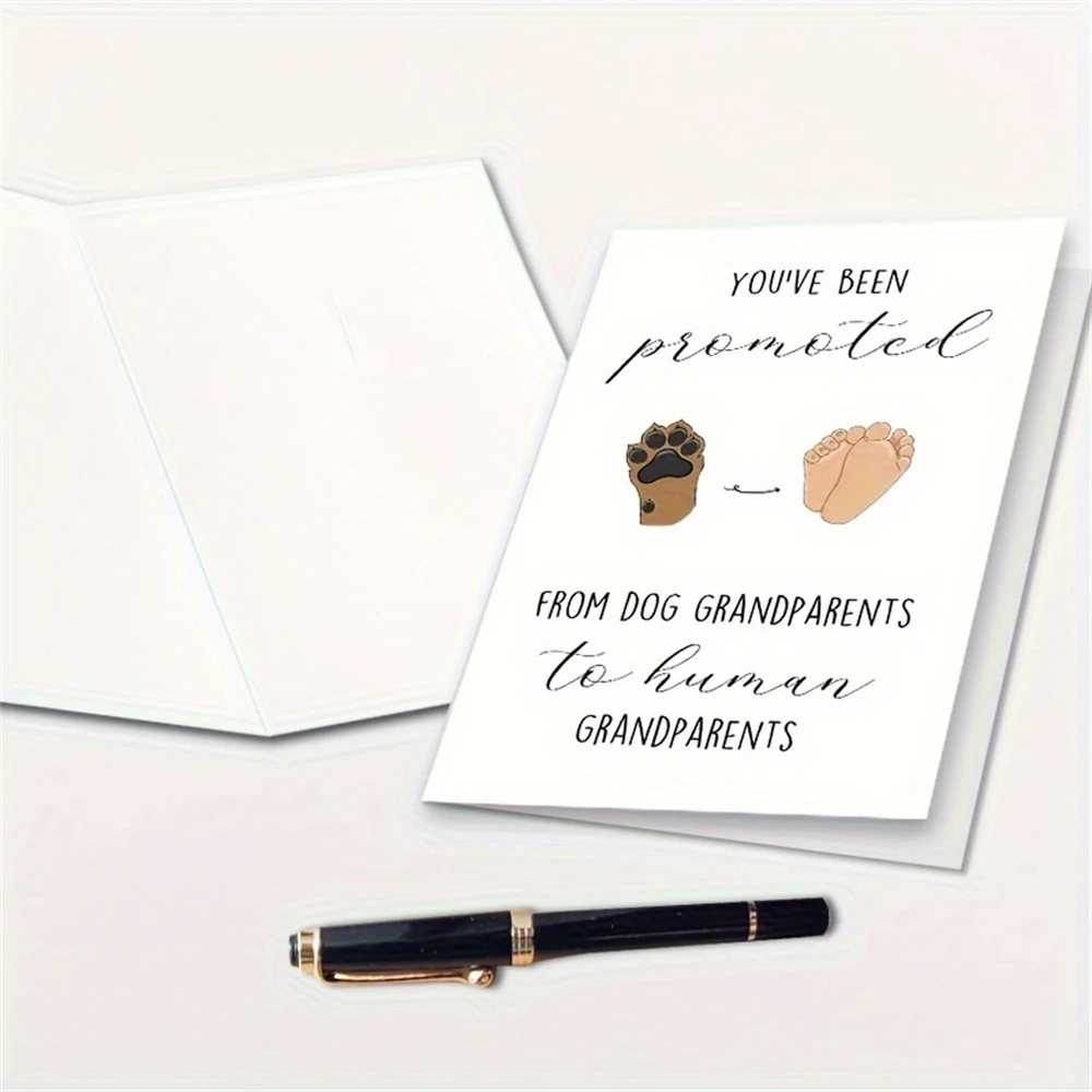 1pc,Funny Pregnancy Announcement for Grandparents, Cute Pregnancy Revel Card for Grandparents, Promoted from Dog Grandparents To