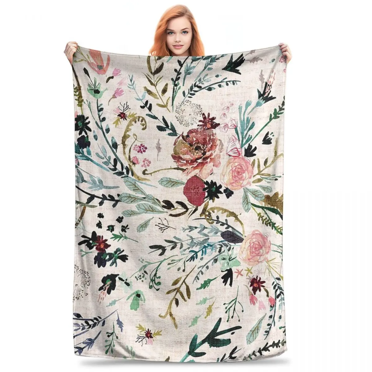 Fable Floral Blanket Fleece Lightweight Throw Blankets Sofa Throw Blanket For Couch Bedding Outdoor Throws Bedspread Quilt