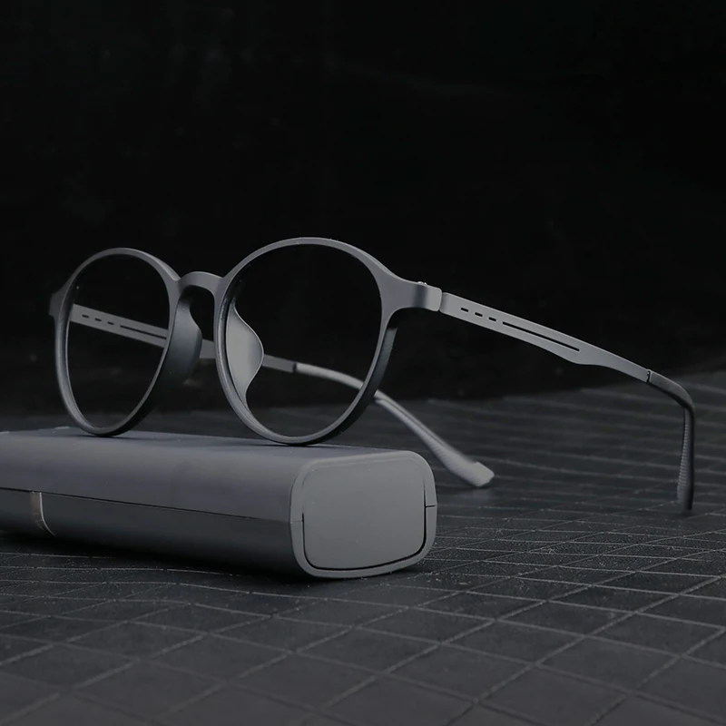 TR90 Titan Brille Rahmen Photochrome Myopie Gläser Männer Retro Runde Brillen Für Frauen Rezept Kurzsichtig Brillen – Detail 5