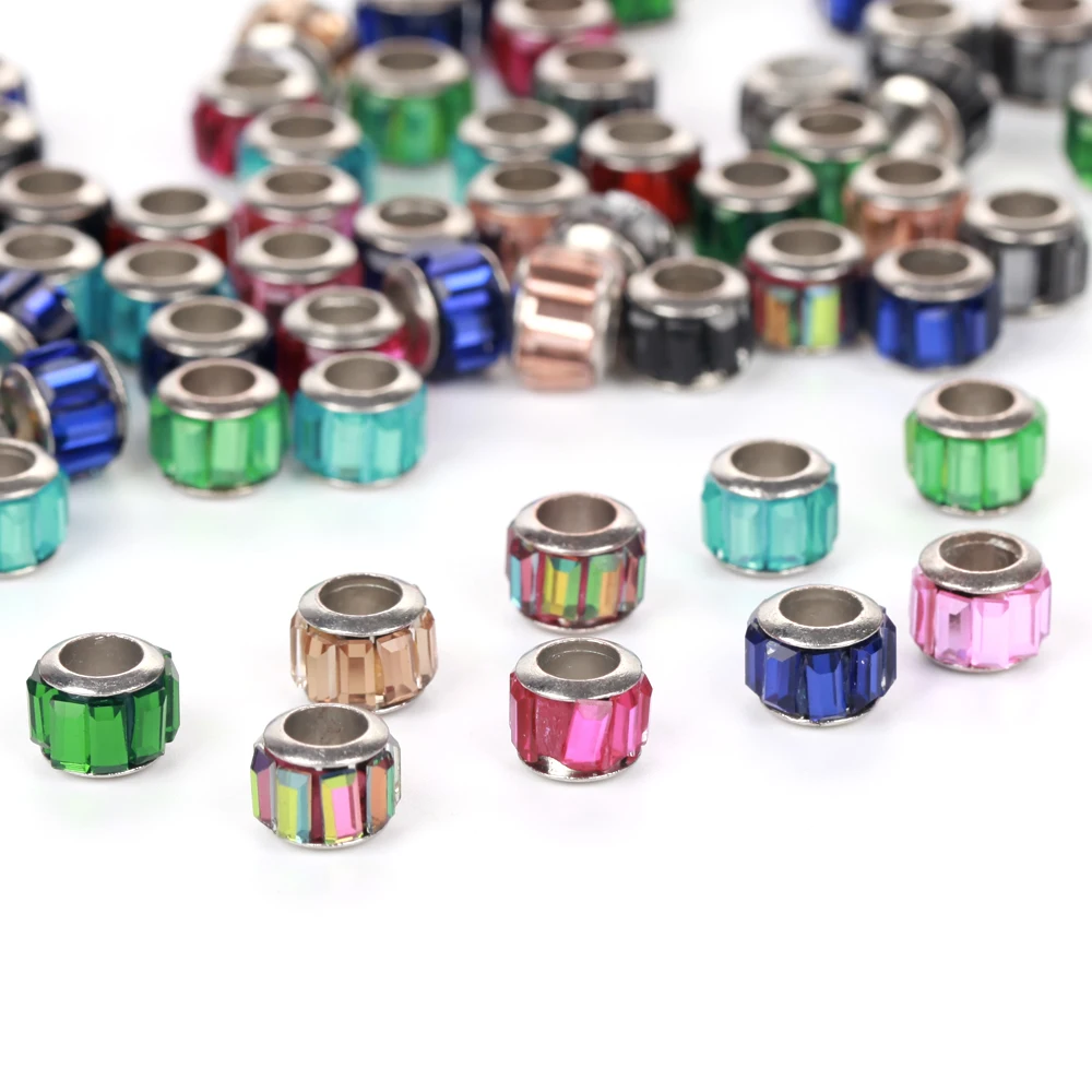 9x7mm 10/30/50pcs Colorful Cylinder Roundels Charm Spacer Beads For Jewelry Making DIY Necklace Bracelets Pendants Accessories