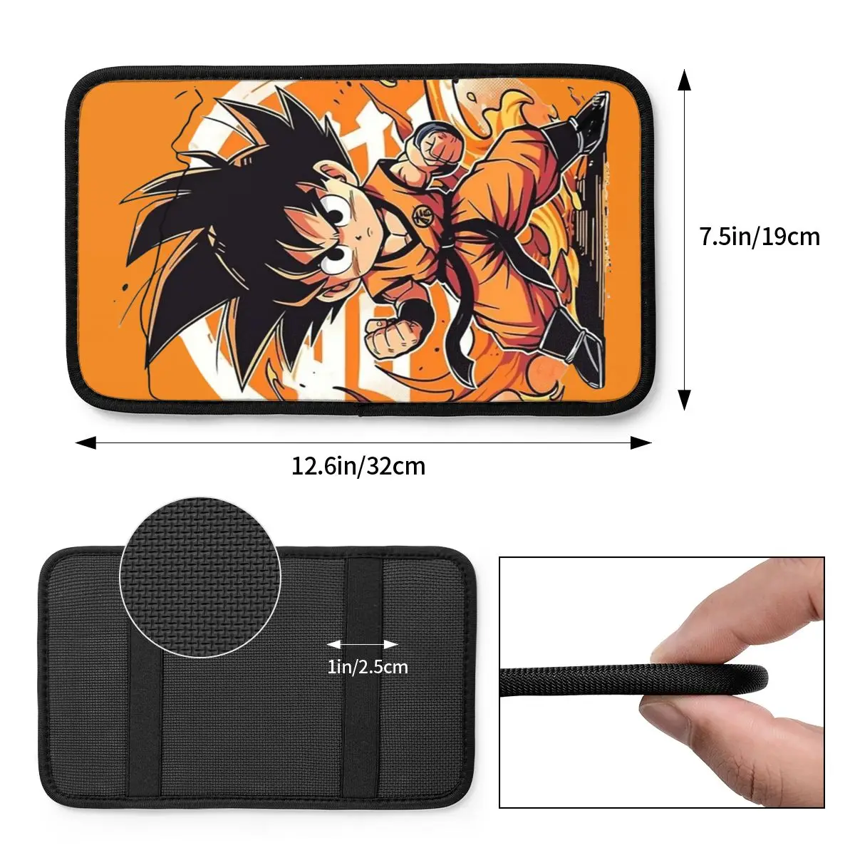 Car Armrest Cover Mat Leather DBZ Little Kakarot Center Console Protective Cushion Pad dragon ball Car Decor Accessories