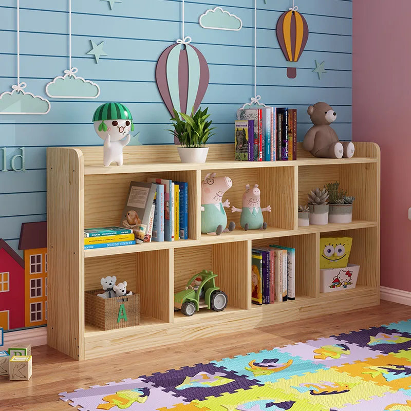 

Solid wood bookcase ceiling bookshelf Pure solid wood shelf Pine shelf Student, classroom Kindergarten living room Simple