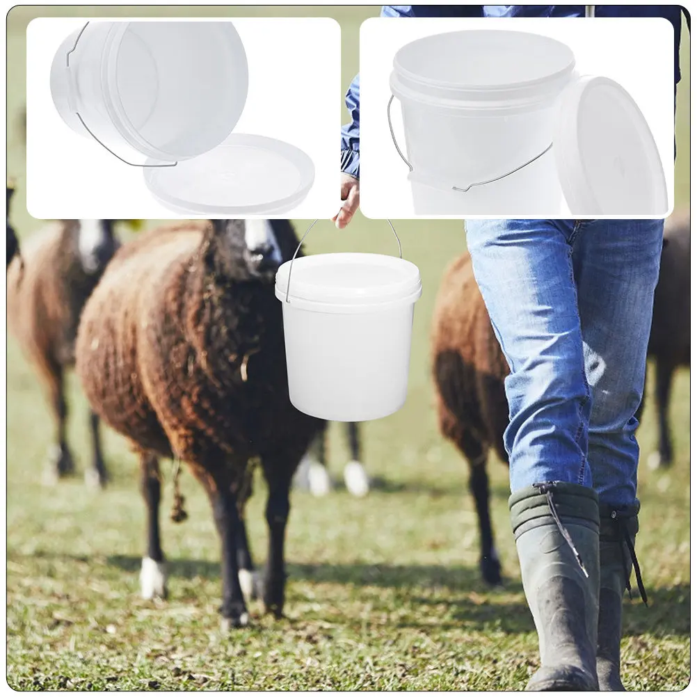 

2Pcs Round Plastic Paint Bucket with Lid and Handle Heavy Duty Sealed Storage Container for Mixing Storing Pigment Varnish Water