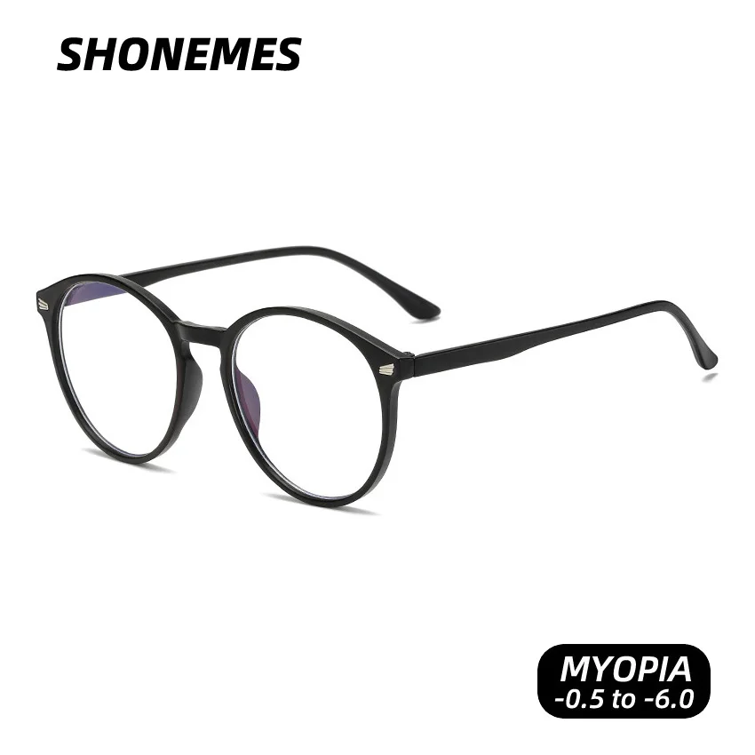 SHONEMES Round Myopia Glasses Men Women Shortsighted Eyewear Oversized Myopic Eyeglasses Diopters -0.5 1.0 1.5 2 2.5 3 3.5 4 5 6