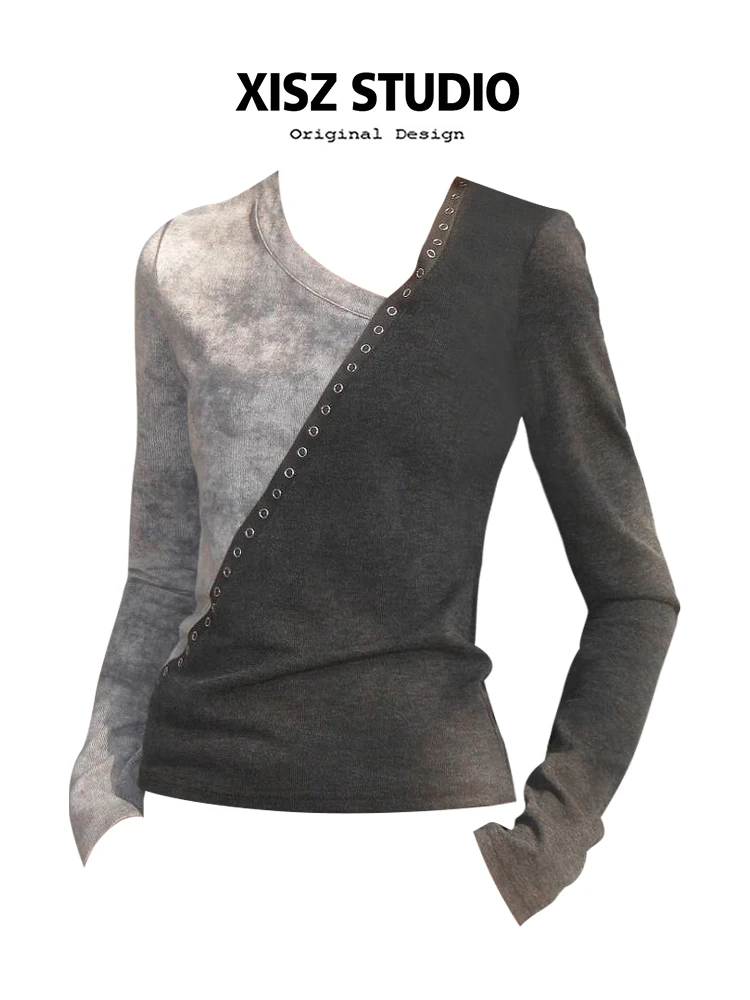 

Женская черная готическая футболка Harajuku Y2k, футболки, топ, винтажные эстетические асимметричные футболки с длинными рукавами, одежда больших размеров в стиле эмо 2000-х годов