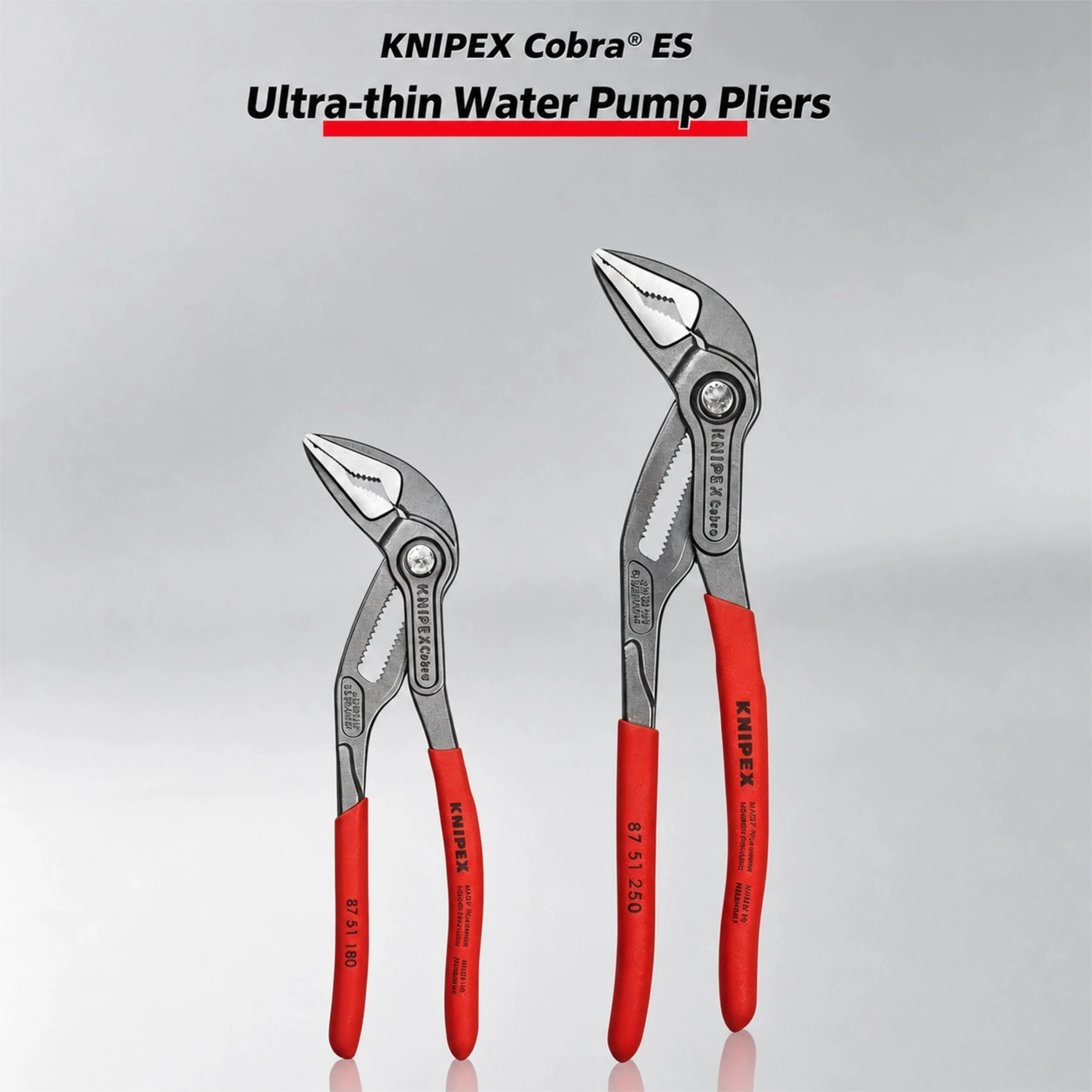 KNIPEX 8751180 Alicates para quitar bombas de agua 8751250 Llave de boca estrecha Cobra ES, tamaño de mango 7" 10" Herramientas modelo Cobra ®   ES 7-1/4