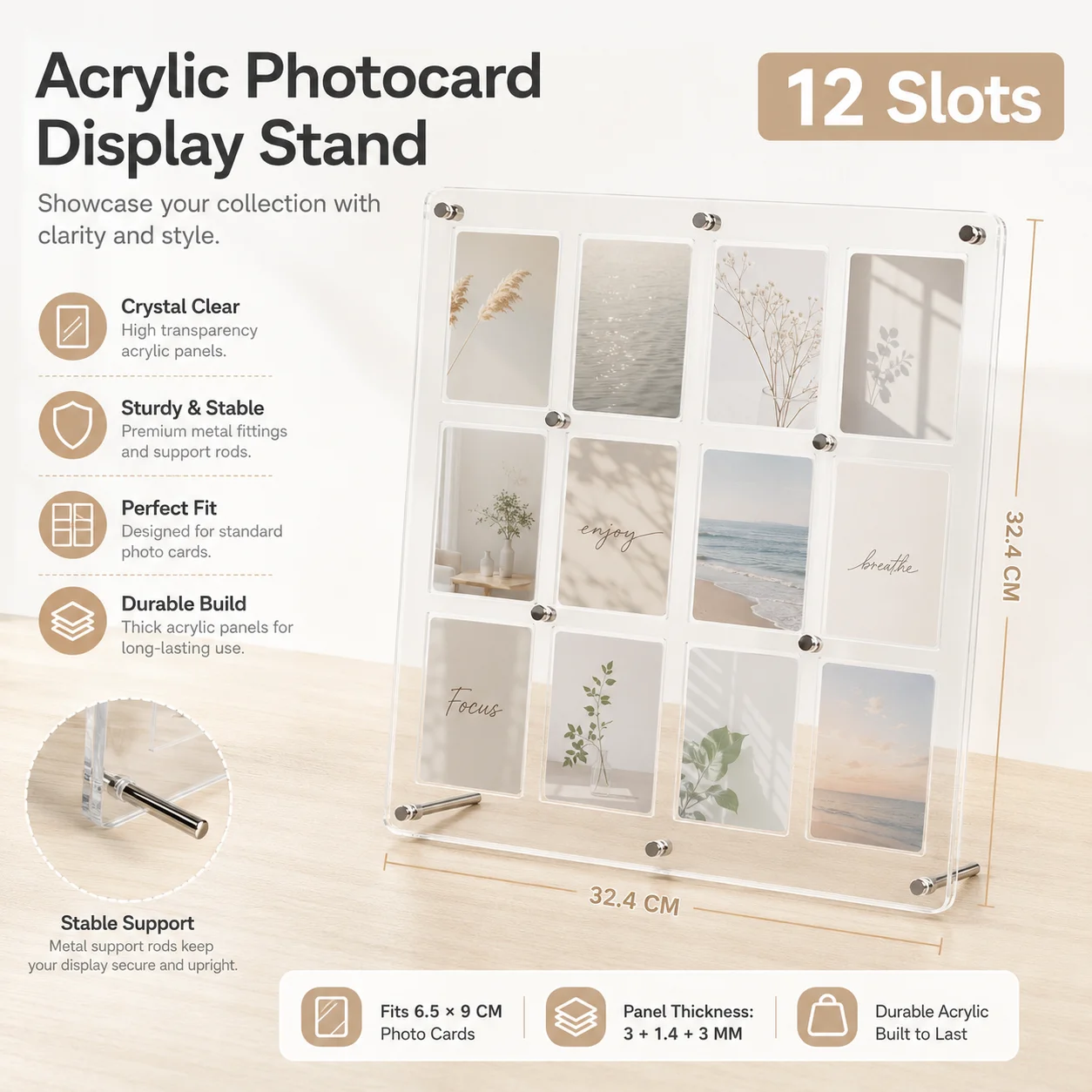 Acrylic Photocard Display Frame 8 Pocket Card Holder Desktop Photo Display Stand Transparent Picture Frame