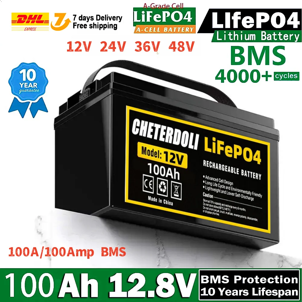 Series//parallel 12V 24V 48V 100Ah 200Ah 300Ah LiFePO4 Battery Lithium Iron Phosphate For RV Campers Golf Cart Solar Storage