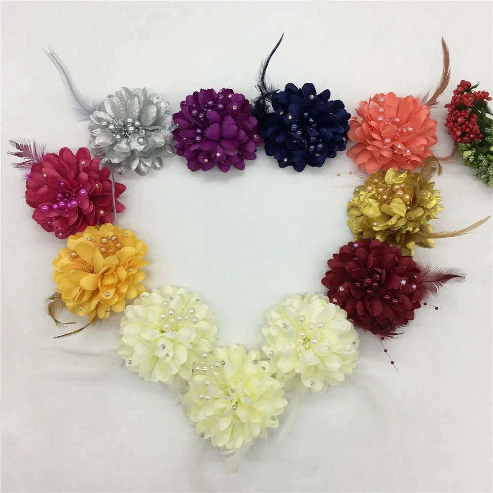 3D Sequins ABS pearl Felt-cloth Feather Garland Christmas Decorations DIY Artificial Flowers for Needlework Wedding Decoration