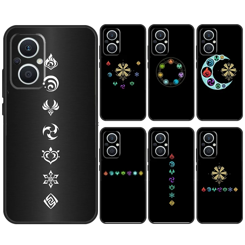 Genshin Impact Elements Case For OPPO Reno 8T 5Z 4Z 10 4 5 6 7 8 Lite OPPO Find X5 Pro X2 Neo X3 Lite X6 Pro Cover