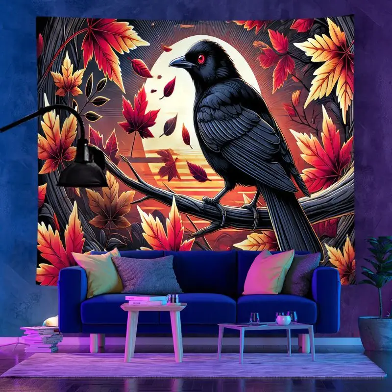VIKAMA UV Blacklight Fluorescent Skull Tapestry Gothic Hippie Neon Psychedelic Glow Wall Hanging Bedroom Esports Room Decor