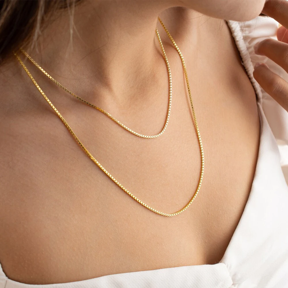 eManco الكلاسيكية المرأة مربع سلسلة القلائد الفولاذ المقاوم للصدأ ترقية مشبك قفل قابل للتعديل الأزياء والمجوهرات قلادة بالجملة #3