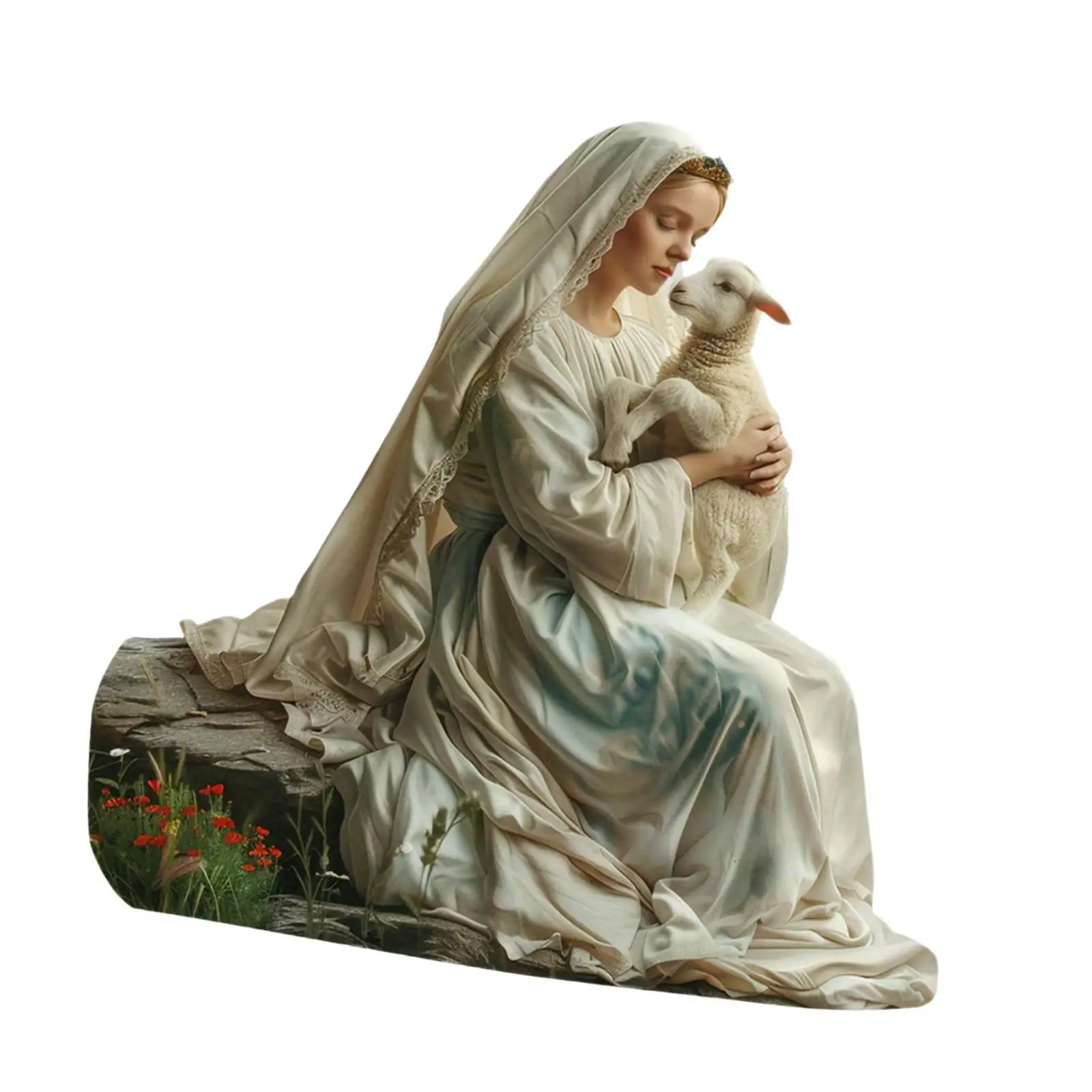 2D Mary Acrylic Desk Ornament Blessed Figurine Plaque Decorative Sign for Home Shelf Table Decoration