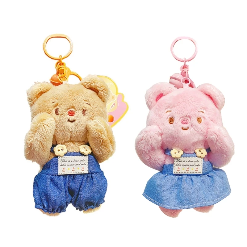 Butter Bear Keyring Funny Cartoon Ear Sweet Bear Girl Keychain Girl Backpack Pendant Birthday Ornament Kids Gift