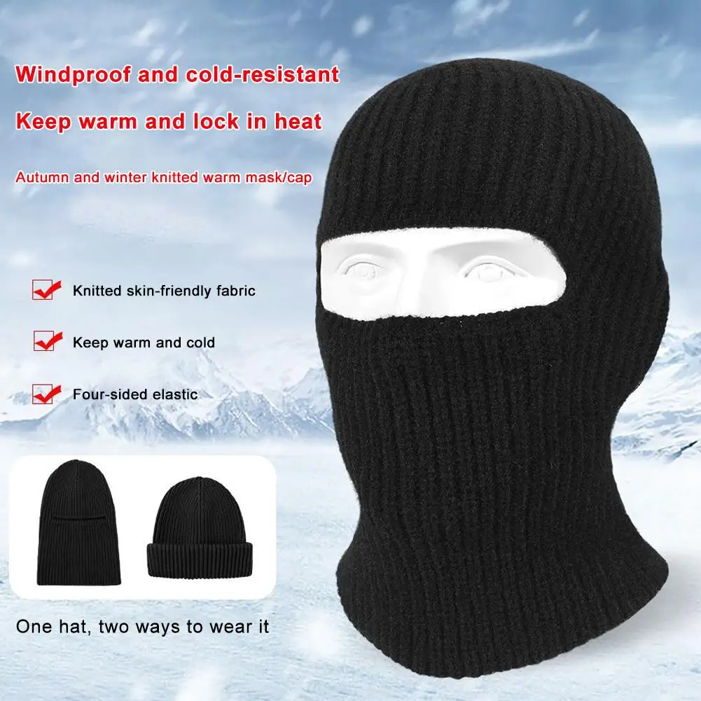 Winter Men's Hats Knitted Wool Hat Windproof And Cold Resistant Head Cover Mask Warm And Cold Hat Outdoor Balaclava Warm Hat