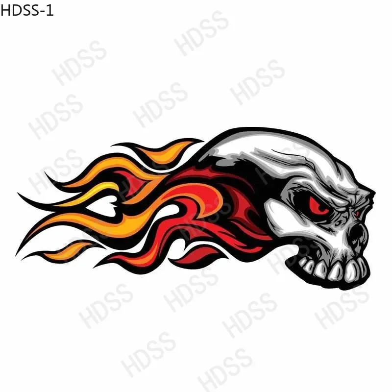 HDSS-Flame Skull Car Stickers Motorcycle Window Stickers Vinyl Fashion High-end Custom PVC Self-adhesive Flowers Hot Sellingcar