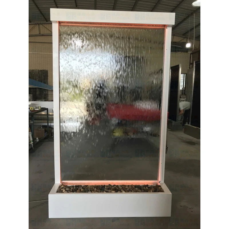 Custom.1.2 * 2m إطار أبيض زجاجي داخلي شلال أرضية نافورة قائمة ديكور المنزل حديقة حلية