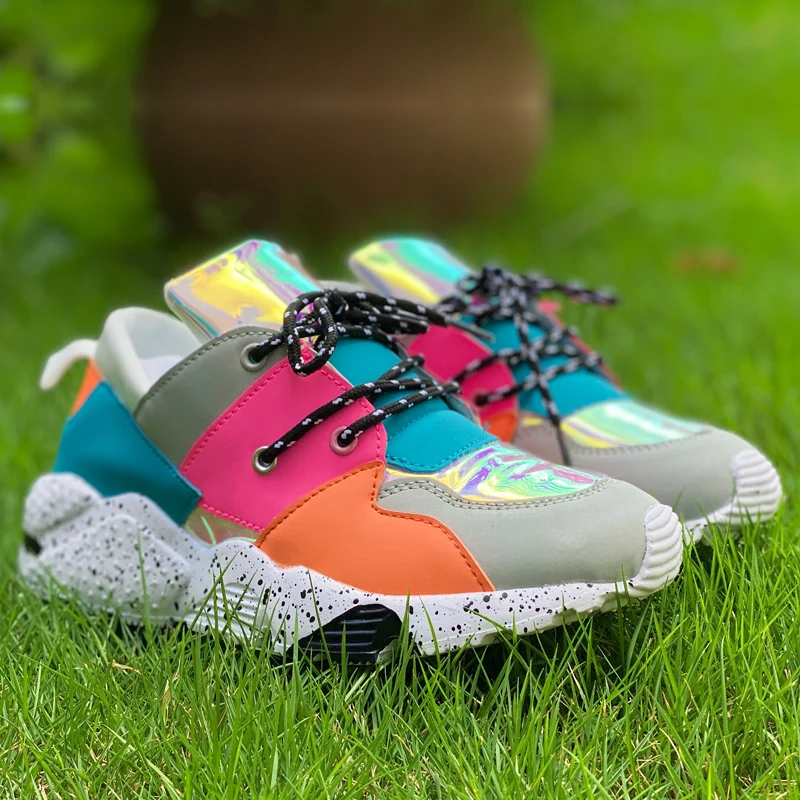 PU Shoes for Women Fashion Dad Sneakers Tenis De Mujer New Arrival Sneakers Women Bling Vulcanize Shoes Botas De Mujer Female