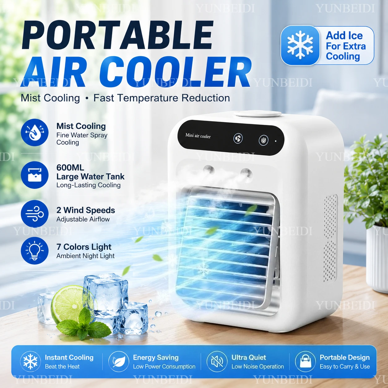 Spray Fan  Portable Small Air Conditioning Fan Humidifier 2/4 Speed Settings Powerful Wind Force for Outdoor Travel Spray Fan