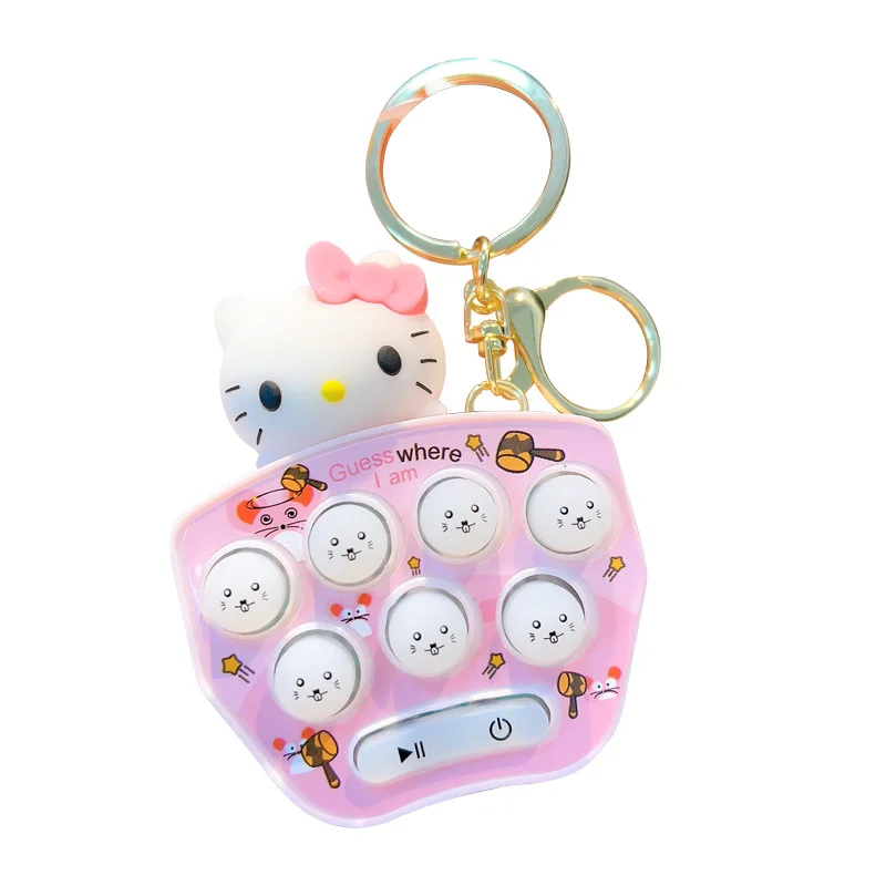 Sanrio Hello Kitty Game Console Keychain My Melody Kuromi Cinnamoroll Mini Handheld Whack-A-Mole Mini Decompression Game Pendant