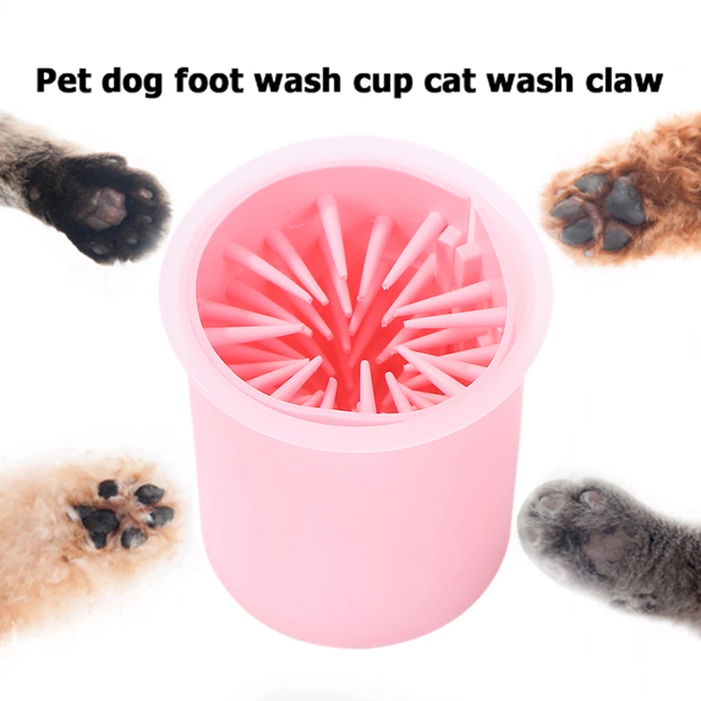 Portable Dog Cat Dirty Paw Cleaner Cup Pet Puppy Kitten Soft Feet Washer Bucket