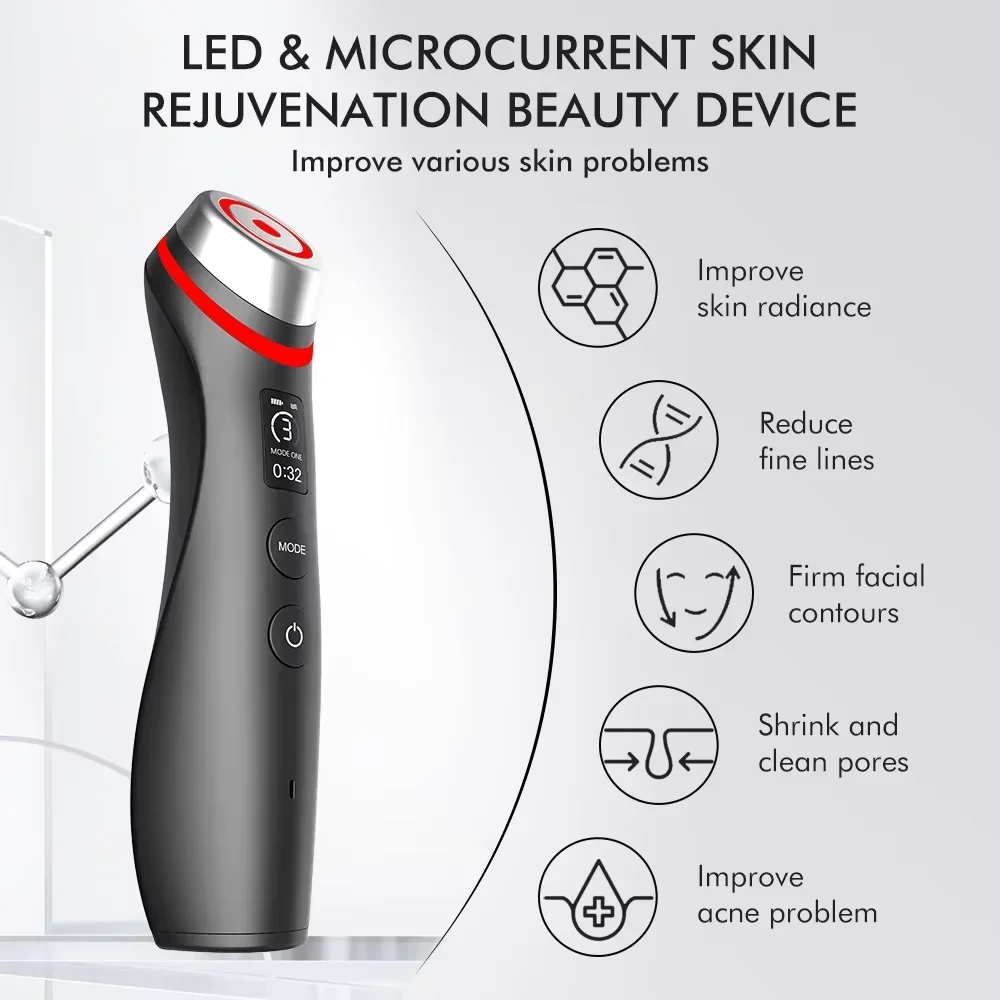 Pro Neck Face Vibration Lifting Massager Beauty Device Anti Wrinkle 5 Colors Led Neck Lift Device ABS & Stainless Steel 2500mha