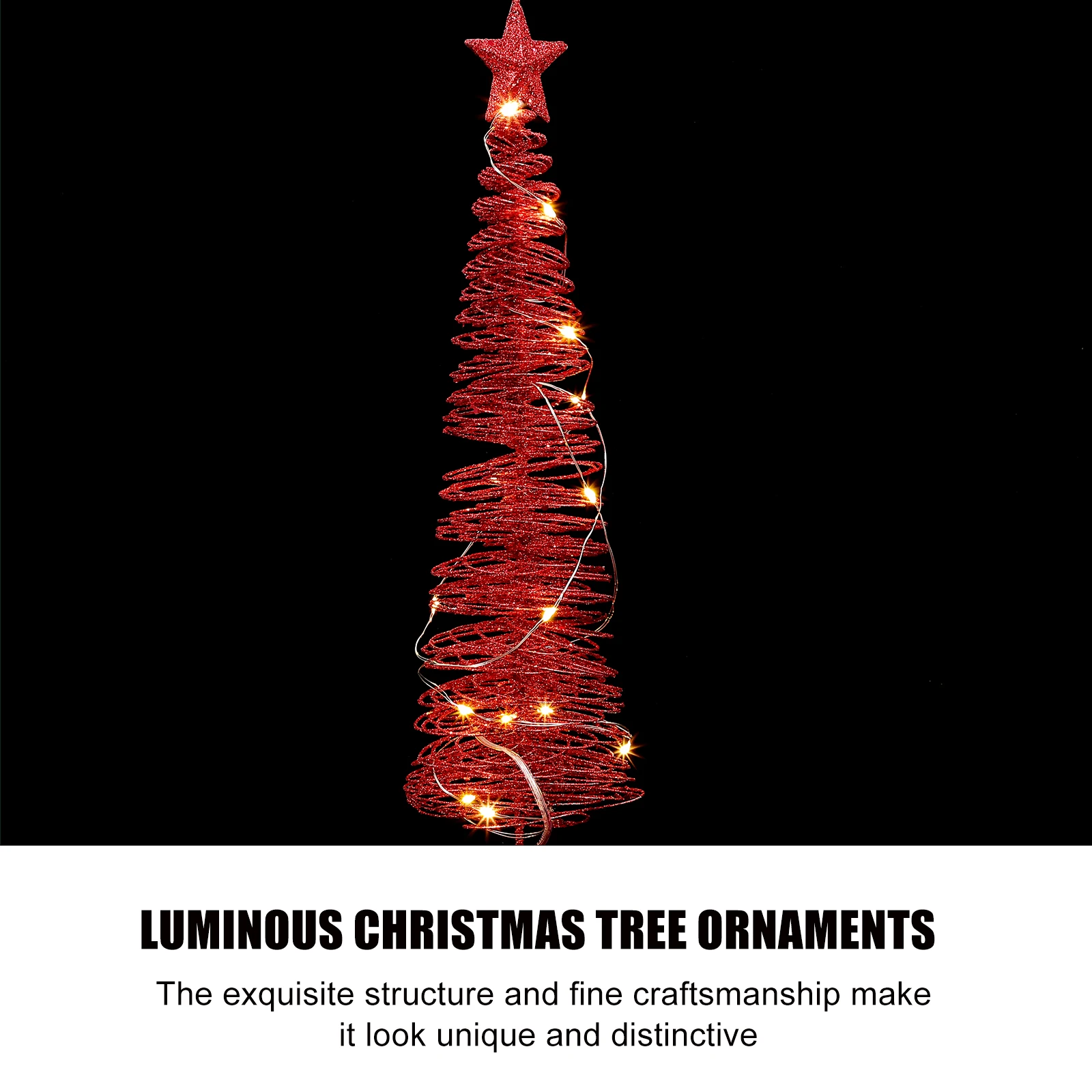

Metal Winding Christmas Tree Festival Desktop Decor Mini Ornaments Glowing Wrought Iron Adornment