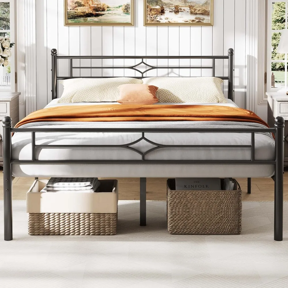 

BedsPick Full Size Metal Bed Frame with Headboard and Footboard, Platform Bed Frame with Premium Steel Slats Support/12.5'' Unde